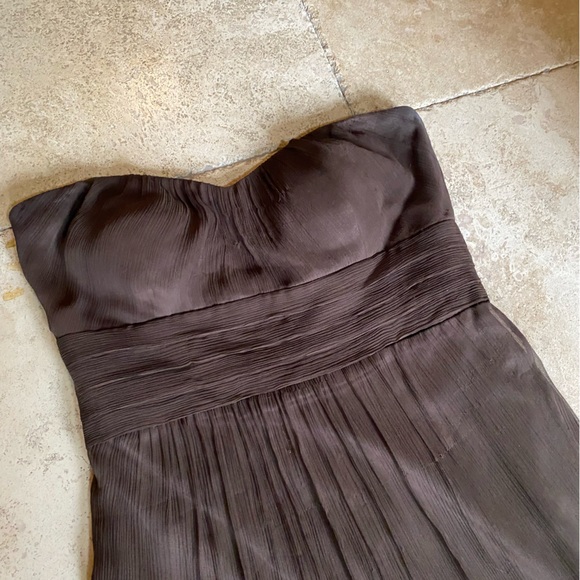 Jenny Yoo Collection 100% Silk Chiffon Brown Bridesmaid Formal Gown 12 - Picture 3 of 13